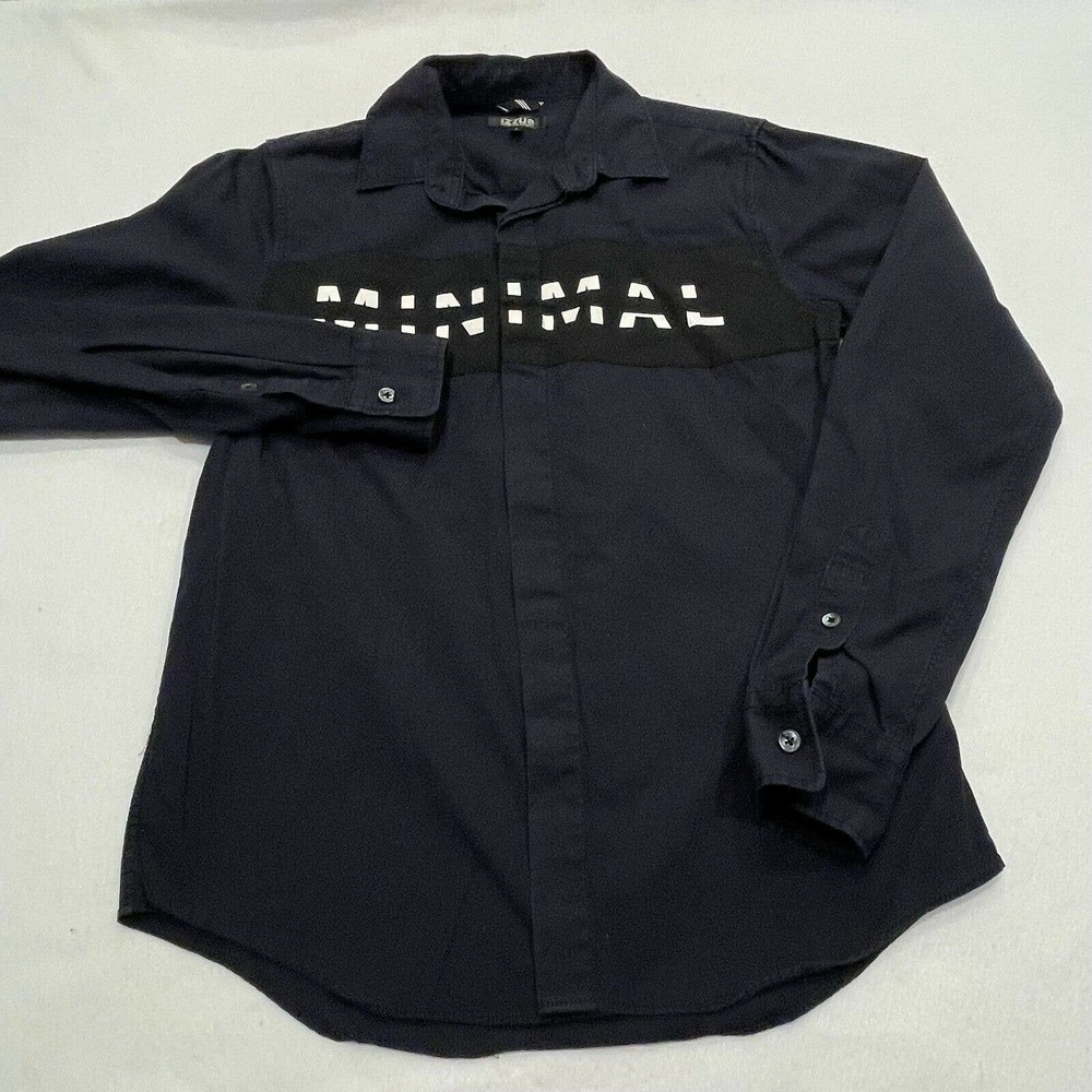 Izzue Mens Size 2 Black Button Down Shirt Long Sleeve Casual